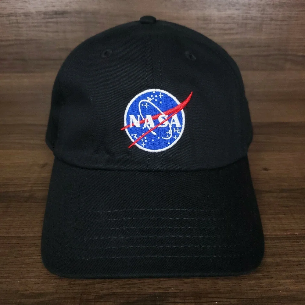 NASA Dad Hat Cap Embroidered Logo Space Camp Black Cotton‎ NWT
